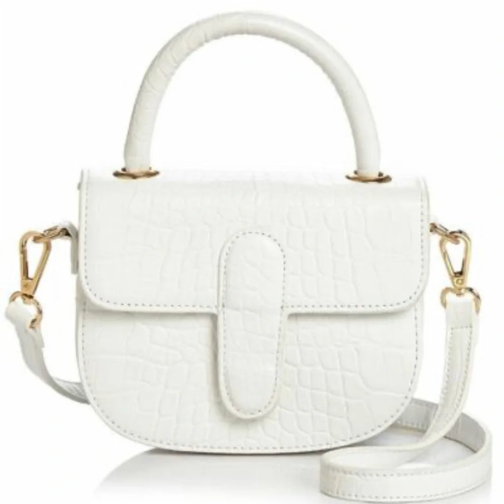 AQUA white croc-embossed small crossbody. Bloomingdale’s Exlusive - Picture 1 of 10